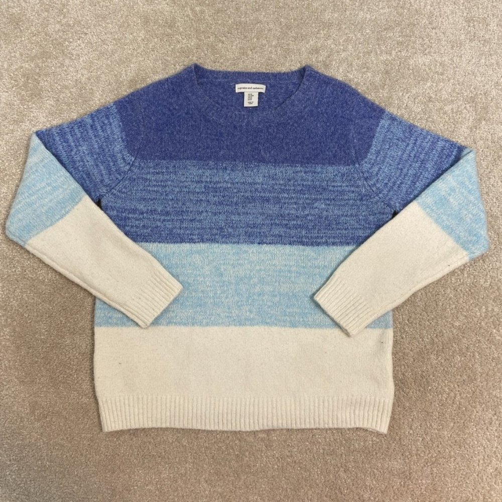 cupcakes & cashmere Blue and Cream Striped Sweater